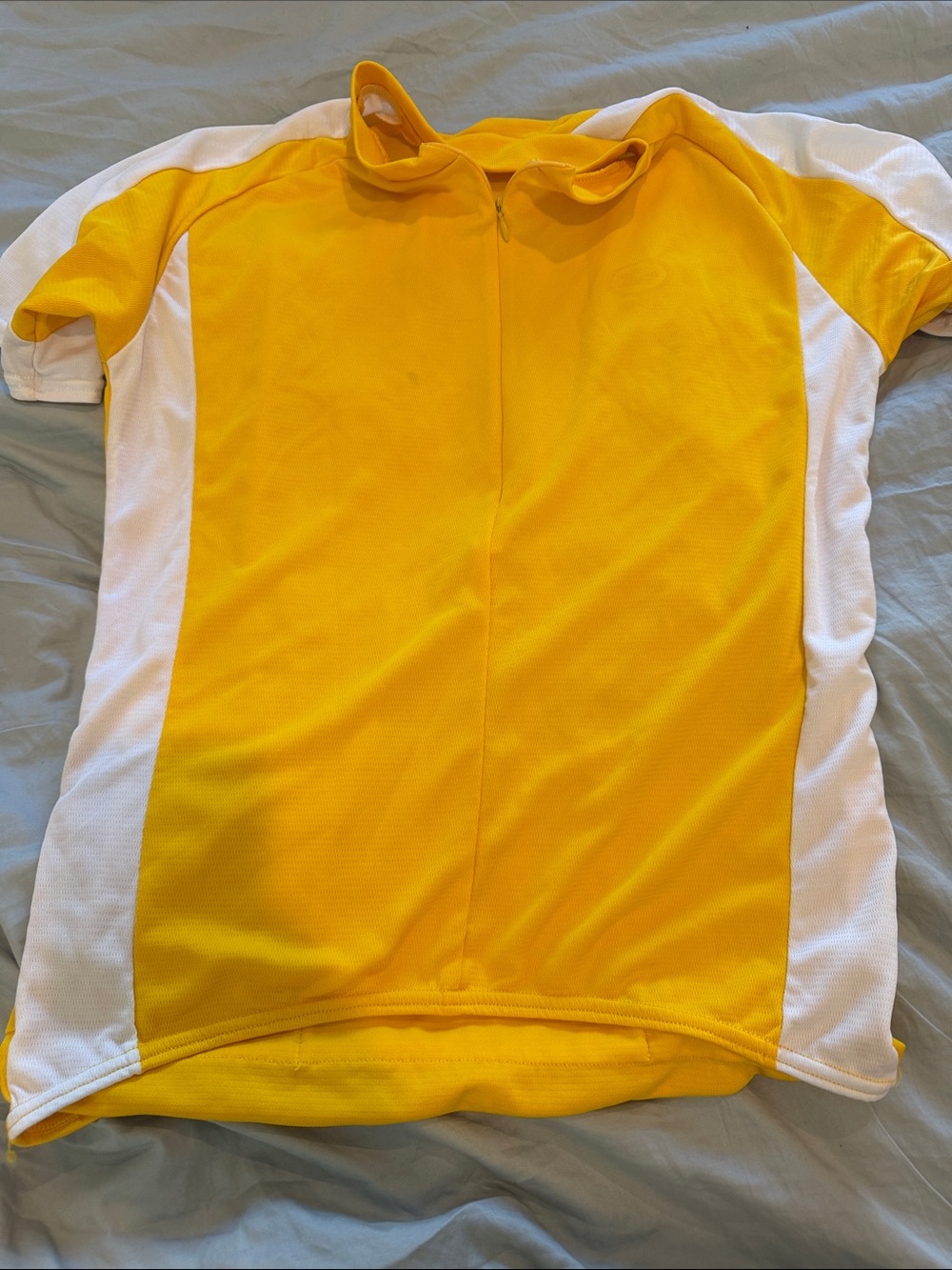 Yellow & White Women's Athletic Jersey with Front Zip cycling